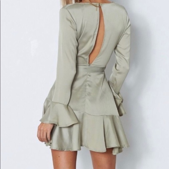 White Fox Sage Mint Green Long Sleeve Dress - Picture 2 of 3